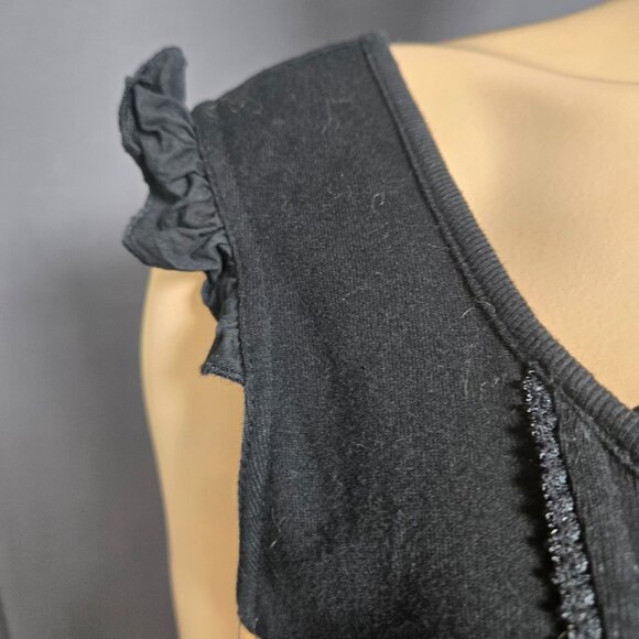 Y2K Black Lace Up Corset Milkmaid Top size M Fairy Goth Grunge Vampy Witchy - Picture 3 of 9